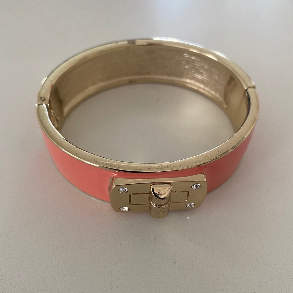 Gold & Coral Hinged Bracelet